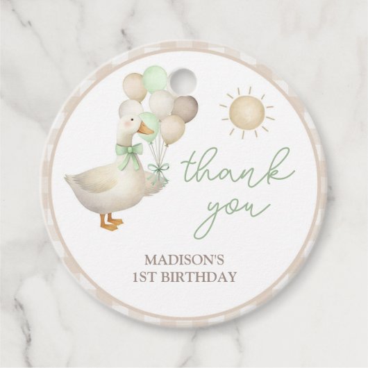 ワンガ間抜けース、ピンクギンガム、レトロメッセージカード フェイバータグ (正面)