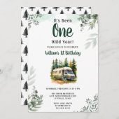 ワンキャンパーマウンテンフォレスト1st誕生日 招待状 (正面/裏面)