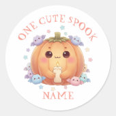 ワンキュートスポックファースト誕生日カボチャこうもり ラウンドシール (正面)