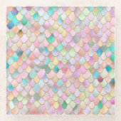 ワンキートレンディーレインボーガールメタルマーメイドはかりで測 ガラスコースター (正面)