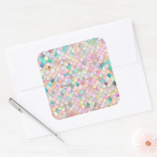 ワンキートレンディーレインボーガールメタルマーメイドはかりで測 スクエアシール (封筒)