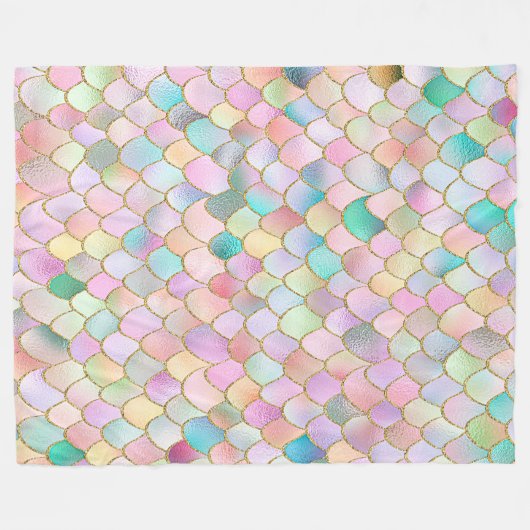 ワンキートレンディーレインボーガールメタルマーメイドはかりで測 フリースブランケット (正面(横))