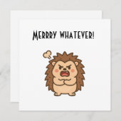 ワンキー・ズーのムーディーなハリネズミのフラット・ノートカード シーズンカード (正面/裏面)