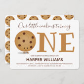 ワンクッキーファースト誕生日 招待状 (正面/裏面)