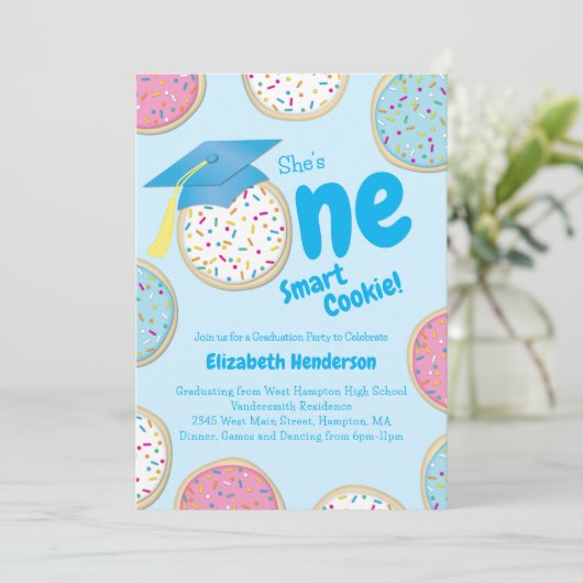 ワンクッキー頭が切れるの卒業式パーティーが振りかける 招待状 (スタンド正面)