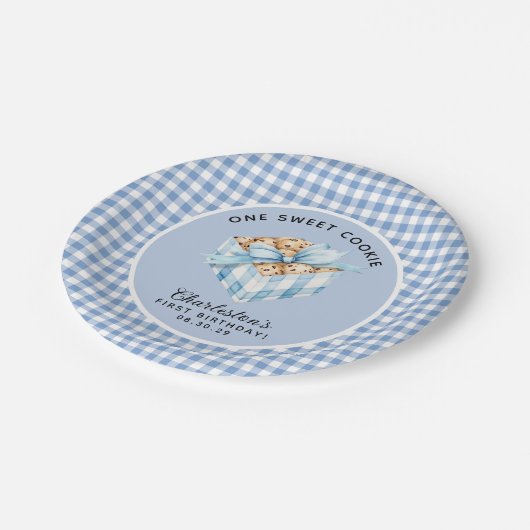 ワンクッ頭が切れるキーボーイズファースト誕生日 ペーパープレート (アングル)