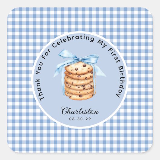 ワンクッ頭が切れるキーボーイズ最初の誕生日ありがとう スクエアシール (正面)