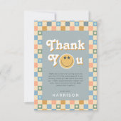 ワンクールなデュード男子のレトロなファーストバースデー サンキューカード (正面)