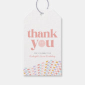 ワンクールガールズハッピー顔市松模様にレトロー ギフトタグ (正面)