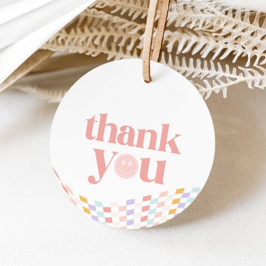 ワンクールガールズハッピー顔市松模様にレトロー フェイバータグ