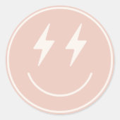 ワンクールガールズハッピー顔市松模様にレトロ ラウンドシール (正面)