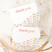 ワンクールガールズファースト誕生日市松模様にレトロ サンキューカード