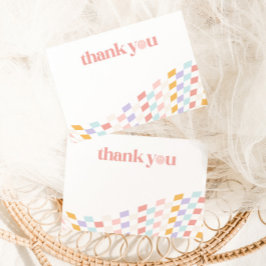 ワンクールガールズファースト誕生日市松模様にレトロ サンキューカード