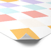 ワンクールガールズファースト誕生日市松模様にレトロ ポスター (角)