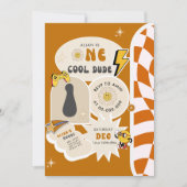 ワンクールデュード | ボーイズ 1st レトロ チェック柄 バースデー 招待状 (正面)