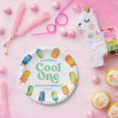 ワンクールブルーレトロポプシクル1st誕生日パーティー ペーパープレート (パーティー)