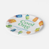 ワンクールブルーレトロポプシクル1st誕生日パーティー ペーパープレート (アングル)