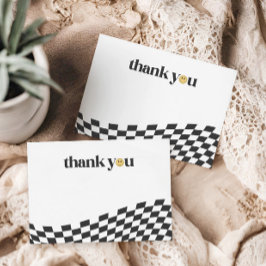 ワンクールボーイ初誕生日市松模様にレトロ サンキューカード