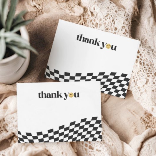 ワンクールボーイ初誕生日市松模様にレトロ サンキューカード