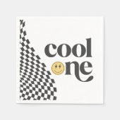 ワンクールボーイ初誕生日市松模様にレトロ スタンダードカクテルナプキン (正面)