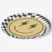 ワンクールボーイ初誕生日市松模様にレトロ ペーパープレート (アングル)