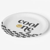 ワンクールボーイ初誕生日市松模様にレトロ ペーパープレート (アングル)