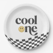 ワンクールボーイ初誕生日市松模様にレトロ ペーパープレート (正面)