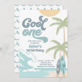 ワンクールレトロサーフ1st誕生日パーティー 招待状 (正面/裏面)