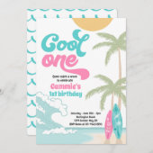 ワンクールレトロサーフ1st誕生日パーティー 招待状 (正面/裏面)