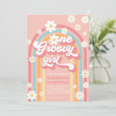 ワングルービーガールボホデイジーレインボー1st誕生日 招待状 (スタンド正面)