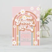 ワングルービーガールボホデイジーレインボー1st誕生日 招待状 (スタンド正面)