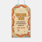 ワングルービーガールレトロレインボー1st誕生日パーティー ギフトタグ (正面)