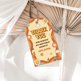 ワングルービーガールレトロレインボー1st誕生日パーティー ギフトタグ