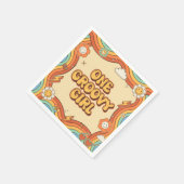 ワングルービーガールレトロレインボー1st誕生日パーティー スタンダードカクテルナプキン (角)