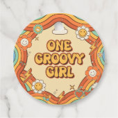 ワングルービーガールレトロレインボー1st誕生日パーティー フェイバータグ (正面)