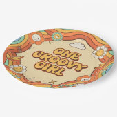 ワングルービーガールレトロレインボー1st誕生日パーティー ペーパープレート (アングル)