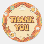 ワングルービーガールレトロレインボー1st誕生日パーティー ラウンドシール (正面)