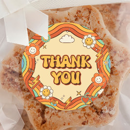 ワングルービーガールレトロレインボー1st誕生日パーティー ラウンドシール