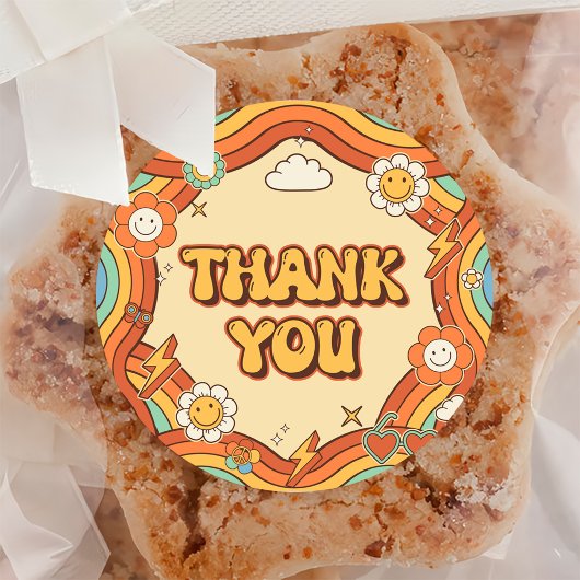 ワングルービーガールレトロレインボー1st誕生日パーティー ラウンドシール