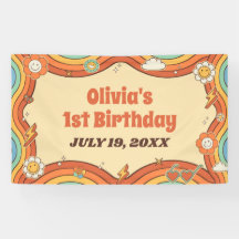 ワングルービーガールレトロレインボー1st誕生日パーティー