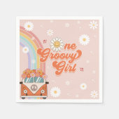 ワングルービーガールレトロレインボー1st誕生日 スタンダードカクテルナプキン (正面)