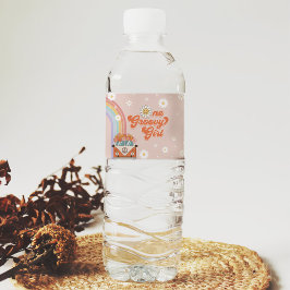 ワングルービーガールレトロレインボー1st誕生日 ペットボトルラベル