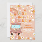 ワングルービーガールレトロレインボー1st誕生日 招待状 (正面)