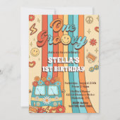 ワングルービーレトロレインボー1st誕生日パーティー 招待状 (正面)