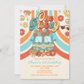 ワングルービーレトロレインボー1st誕生日パーティー 招待状 (正面)