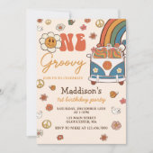 ワングルービーレトロレインボー1st誕生日パーティー 招待状 (正面)