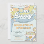 ワングルービーレトロレインボー1st誕生日パーティー 招待状 (正面)