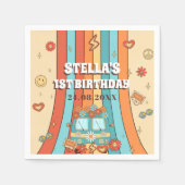 ワングルービーレトロレインボー1st誕生日 スタンダードカクテルナプキン (正面)