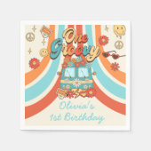 ワングルービーレトロレインボー1st誕生日 スタンダードカクテルナプキン (正面)