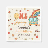 ワングルービーレトロレインボー1st誕生日 スタンダードカクテルナプキン (正面)